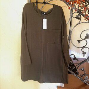 Eileen Fisher "Surplus" Stretch Tencel Fleece Jewel Neck Long Sleeve Tunic M
